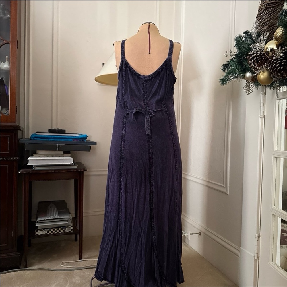 Vintage purple burnout embroidered flounce dress - Picture 2 of 6